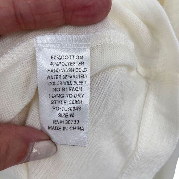 Umgee Cold Shoulder Long Sleeve Tunic Top Cream Medium - Picture 8 of 8